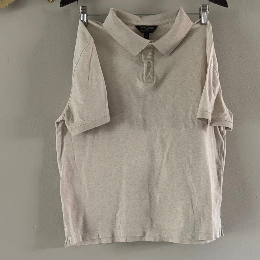 Banana Republic Women's Light Beige Polo Button-Down Shirt
